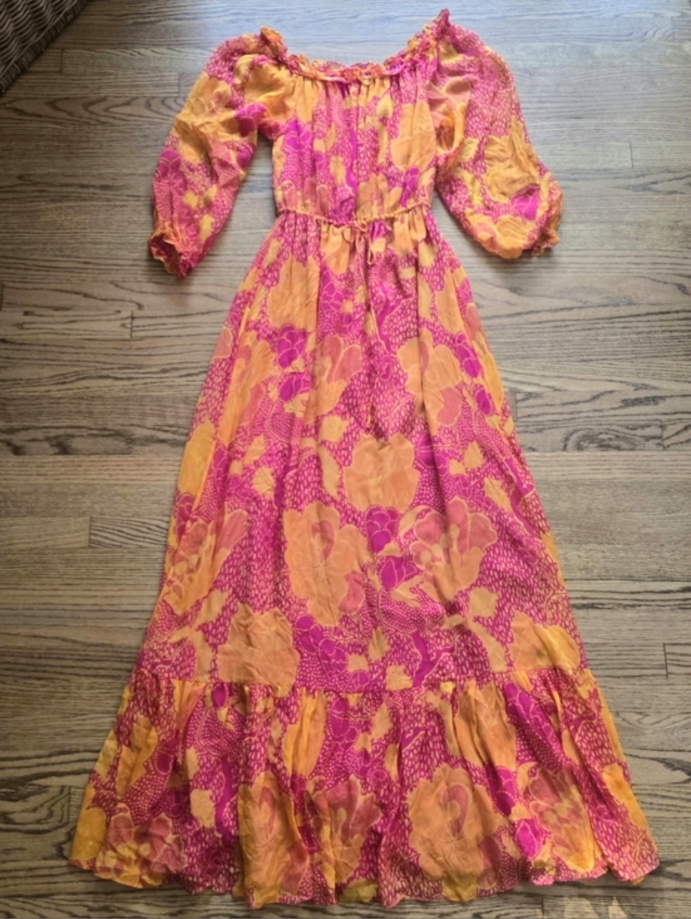 Silk DVF Diane Von Furstenberg Maxi Dress On Off Shoulder 4/6/8